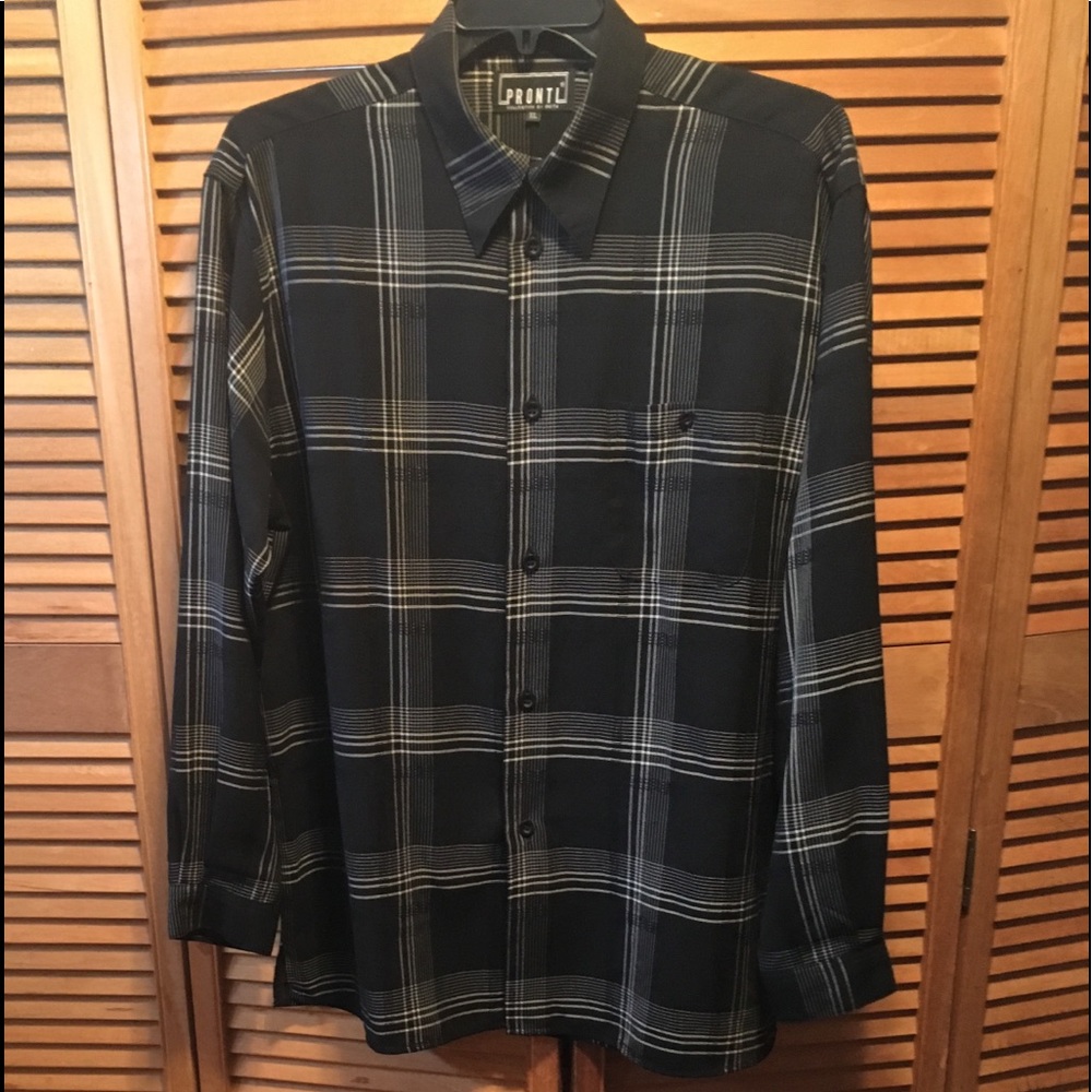 Pronti Black and White Dress Shirt